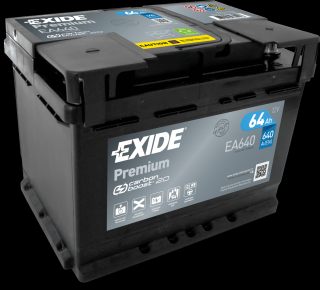 Exide Premium 12V 64Ah 640A EA640  nabitá autobaterie + Reflexní přívěsek FOOT + možný výkup staré baterie při doručení nebo v prodejně Jinočany