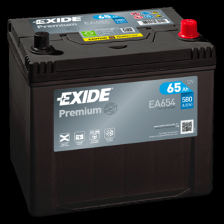 Exide Premium 12V 65Ah 580A EA654  nabitá autobaterie + Reflexní přívěsek FOOT + možný výkup staré baterie při doručení nebo v prodejně Jinočany