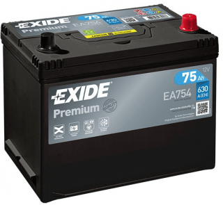 Exide Premium 12V 75Ah 630A EA754  nabitá autobaterie + Reflexní přívěsek FOOT + možný výkup staré baterie při doručení nebo v prodejně Jinočany