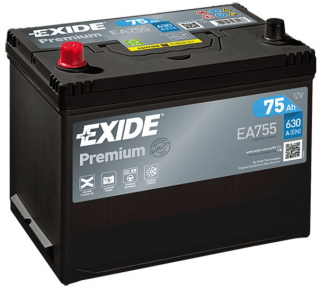 Exide Premium 12V 75Ah 630A EA755  nabitá autobaterie + tableta do ostřikovačů 2ks + výkup autobaterie v prodejně za 16 Kč/kg