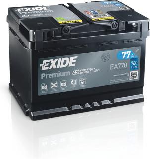 Exide Premium 12V 77Ah 760A EA770  nabitá autobaterie + Reflexní přívěsek FOOT + možný výkup staré baterie při doručení nebo v prodejně Jinočany