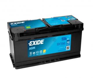 Exide Start-Stop AGM 12V 106Ah 950A EK1060  nabitá autobaterie + Reflexní přívěsek FOOT + možný výkup staré baterie při doručení nebo v prodejně…