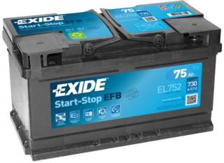 Exide Start-Stop EFB 12V 75Ah 730A EL752  nabitá autobaterie + tableta do ostřikovačů 2ks + výkup autobaterie v prodejně za 16 Kč/kg