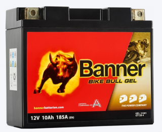 Motobaterie Banner BIKE BULL GEL GT12B-4 12V 10Ah 185A  nabitá autobaterie + Reflexní přívěsek FOOT + možný výkup staré baterie při doručení nebo v…