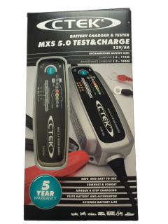 Nabíječka CTEK MXS 5.0 TEST & CHARGE  nabitá autobaterie + Reflexní přívěsek FOOT + možný výkup staré baterie při doručení nebo v prodejně Jinočany