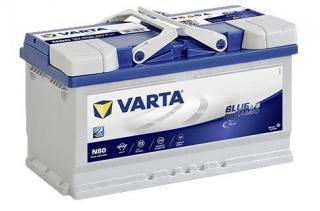Varta Blue Dynamic EFB, 12V 80Ah 800A 580 500 080, N80  nabitá autobaterie + Reflexní přívěsek FOOT + možný výkup staré baterie při doručení nebo v…