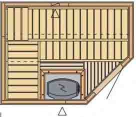 Domácí sauna do rohu 200x170cm materiál: osika