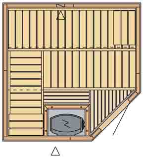 Domácí sauna do rohu 200x200cm materiál: olše