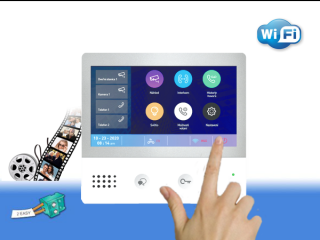 Bytový monitor PM-D277TMW, obrazová paměť, dotyková 7" obrazovka, WiFi, CZ (Wi-Fi připojení, bílý)
