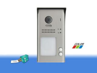 Dveřní telefon PC-D250-2, objektiv kamery 105°, povrchová montáž (2x zvonek, IP 54, 1 zámek)