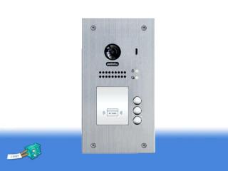 Dveřní telefon PC-D250-3F-ID (3x zvonek, RFID čtečka, CCD 170st, 2-drát, IP 54, zapušt. montáž, 1 zámek)