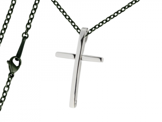 Pánský náhrdelník Křížek Typ řetízku: Řetízek chirurgická ocel 55 cm x 0,25 cm černý