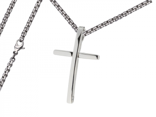 Pánský náhrdelník Křížek Typ řetízku: Řetízek chirurgická ocel 55 cm x 0,3 cm zakulacený