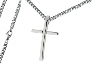 Pánský náhrdelník Křížek Typ řetízku: Řetízek chirurgická ocel 55 cm x 0,35 cm plochý