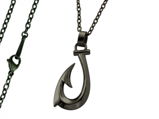 Pánský náhrdelník Rybářský háček černý Typ řetízku: Řetízek chirurgická ocel 55 cm x 0,25 cm černý