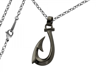 Pánský náhrdelník Rybářský háček černý Typ řetízku: Řetízek chirurgická ocel 55 cm x 0,25 cm