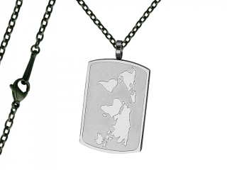 Pánský náhrdelník Známka s mapou Typ řetízku: Řetízek chirurgická ocel 55 cm x 0,25 cm černý