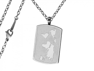 Pánský náhrdelník Známka s mapou Typ řetízku: Řetízek chirurgická ocel 55 cm x 0,25 cm