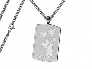 Pánský náhrdelník Známka s mapou Typ řetízku: Řetízek chirurgická ocel 55 cm x 0,3 cm zakulacený