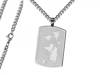 Pánský náhrdelník Známka s mapou Typ řetízku: Řetízek chirurgická ocel 55 cm x 0,35 cm plochý