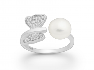 Prsten Motýl s perlou stříbro 925 Velikost: 5 - 1,5 cm (EU 49 - 50)