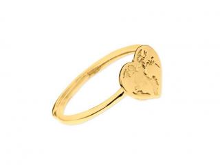 Prsten Srdce Globe zlatý nastavitelný stříbro 925