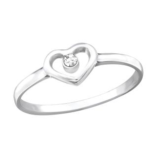 Prsten Srdce & Krystal stříbro 925 Velikost: 6 - 1,6 cm (EU 51 - 53)