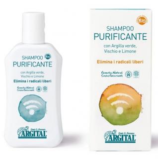 ARGITAL Očistný šampon proti volným radikálům - 250 ml. (Rostlinný šampon se zeleným jílem, výtažkem ze jmelí a citronovým esenciálním olejem. Pohlcuje volné radikály, ozdravuje a posiluje vlasy, dodává lesk a lehkost. Působí proti vypadávání vlasů.)