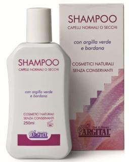 ARGITAL Šampon na normální a suché vlasy s lopuchovým kořenem - 250 ml (Rostlinný šampon se zeleným jílem a extraktem z lopuchového kořene dodává vlasům sílu a lesk. Působí preventivně proti padání vlasů a proti lupům. )