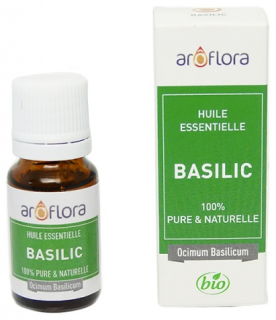 AROFLORA Éterický olej BIO Bazalka 10 ml. (Pomáhá uklidnit stres a nervozitu. V domácí kosmetice dodá vitalitu matné a zralé pokožce.)