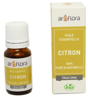 AROFLORA Éterický olej BIO Citron 10 ml. (Jeden z nejlepších olejů na celkové pročištění organizmu, rozpouští usazeniny (celulitida, obezita, žlučníkové a močové kameny, cysty, arterioskleróza), stimuluje lymfatický systém, čistí žaludek a střeva (vředy,)