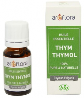 AROFLORA Éterický olej BIO Tymián thymol 10 ml. (Významný olej posilující funkce celého organizmu, působí zejména proti infekcím v dýchacím, močovopohlavním a zažívacím systému, posiluje srdce a krevní oběh, rozptyluje melancholii.)