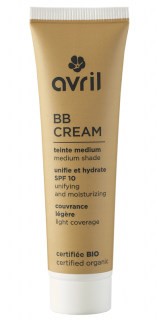 AVRIL BB krém MEDIUM s SPF 10 - 30 ml. (5 v 1. Hydratační s jemnou ženskou vůní a texturou. Se sluneční ochranou SPF 10. S bio granátovým jablkem proti stárnutí pokožky.)