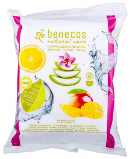 BENECOS Čistící ubrousky Aloe vera  - 25 ks (ubrousky s Aloe, mangem a pomerančem)