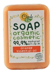 CIGALE BIO Mýdlo s pomerančovým esenciálním olejem 100 gr. (Rostlinné BIO mýdlo s esenciálním olejem z pomeranče.)