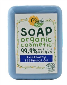 CIGALE BIO Mýdlo s rozmarýnovým esenciálním olejem 100 gr. (Rostlinné BIO mýdlo s esenciálním olejem z rozmarýnu.)