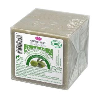 EMMA NOËL Marseillské mýdlo olivové 400 gr. (První marseillské mýdlo s certifikátem COSMÉBIO. Vyrobeno z panenských olivových olejů v biokvalitě. 100% přírodní, biodegradabilní, bez barviv.)