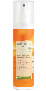 EUBIONA Hydro vlasový sprej Pomeranč 200 ml. (Sprej na vlasy s vyživujícím účinkem. S květovou pomerančovou vodou a extraktem z vlašských ořechů.)