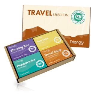 FRIENDLY SOAP Mýdla cestovní box - 1 ks (4 ks x 95 gr. Pro festivaly, na cesty do batohu nebo dokonce jen noc v B  B je to zásadní etické cestování, zvláště pokud máte rádi laskavost k planetě.)