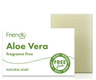 FRIENDLY SOAP Mýdlo Aloe vera 95 gr. (Toto čisté mýdlo bez vůně, které obsahuje pouze nejjemnější přísady a bez barviv, je jednoduché, uklidňující a naprosto vznešené. Přírodní zvlhčovací oleje a výživné aloe vera jsou ideální pro jemnou pokožku. )