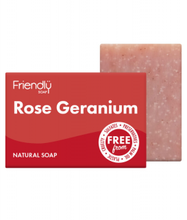 FRIENDLY SOAP Mýdlo Růže geranium 95 gr. (Nádherně voňavé mýdlo, které nabízí více výhod - k použití s lufou, od jeho antioxidačních a antifugnicidních vlastností až po relaxační a povznášející vlastnosti. )
