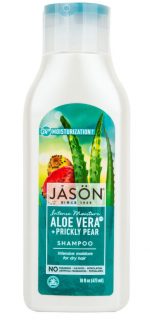JASON Šampon Aloe Vera 473 ml. (Šampon vyživuje vlasy díky obsaženým vitamínům a minerálům. Šťáva z aloe vera vlasy hydratuje a zklidňuje vlasovou pokožku. Mikrořasa spirulina a rostlinné proteiny aktivně posilují vlasové vlákno a vlasy zpevňují.)
