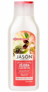 JASON Šampon Jojoba pro dlouhé vlasy 473 ml. (Posilující a růstový šampon s extraktem z juky a vitaminem B5. S jojobovým olejem, heřmánkem a grepem. Nevysušuje.)