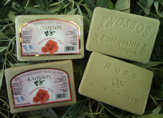 KNOSSOS Olivové mýdlo s Růží 100 gr. (Přírodní mýdlo i pro citlivou pleť)