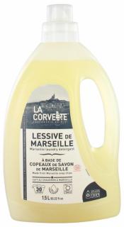 LA CORVETTE Tekutý prací gel z marseillského mýdla Hypoalergenní - 1,5 L (30 praní. Vhodné pro všechny druhy textilií, pro ruční praní nebo praní v pračce od 30°. Vhodné i pro nejcitlivější pokožku.)
