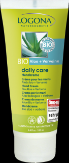 LOGONA Krém na ruce Daily care Bio Aloe a Verbena - 100 ml. (Intenzivní péče pro suchou a namáhanou pokožku rukou.)