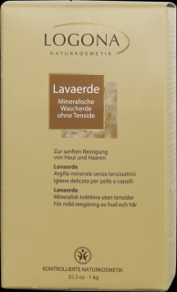 LOGONA Minerální zem Lavaerde - 1 Kg (Minerální mycí zem bez tensidů. Pro jemné čištění kůže a vlasů. Lávská zemina se doporučuje zejména pro citlivou nebo nečistou pokožku, citlivou pokožku na hlavě, lupy a mastné vlasy.)