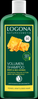 LOGONA Šampon pro zvětšení objemu Pivo - Med 250 ml. (Pro vlasy jemné a citlivé. Pro zvětšení objemu vlasů.)