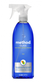 METHOD Čistič na skleněné povrchy máta 830 ml. (s vůní máty. Vhodné pro sprchy, dlaždice, armatury, sklo a vany.)