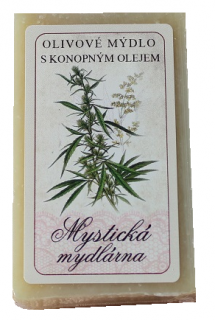 MYSTICKÁ MÝDLÁRNA Olivové mýdlo s konopným olejem 90 gr. (Vhodné na lupénku i atopické ekzémy! váha 90 g.)